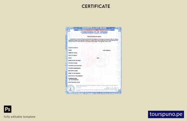 listo para imprimir plantilla de certificado de nacimiento de la Commonwealth  2
